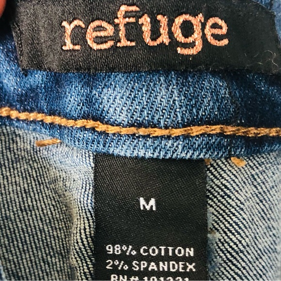 GUC✨ REFUGE women's medium blue jean denim overalls with criss cross back straps - Picture 6 of 13